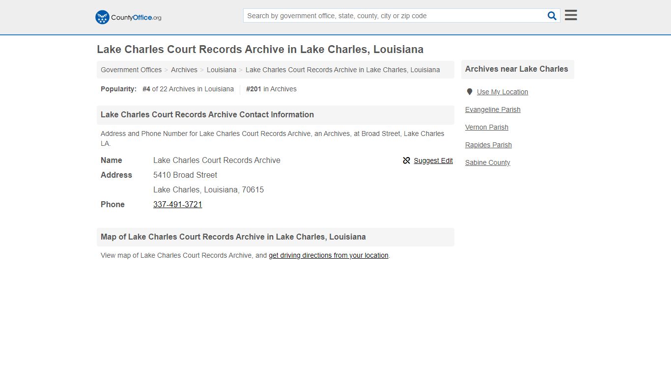 Lake Charles Court Records Archive in Lake Charles, Louisiana