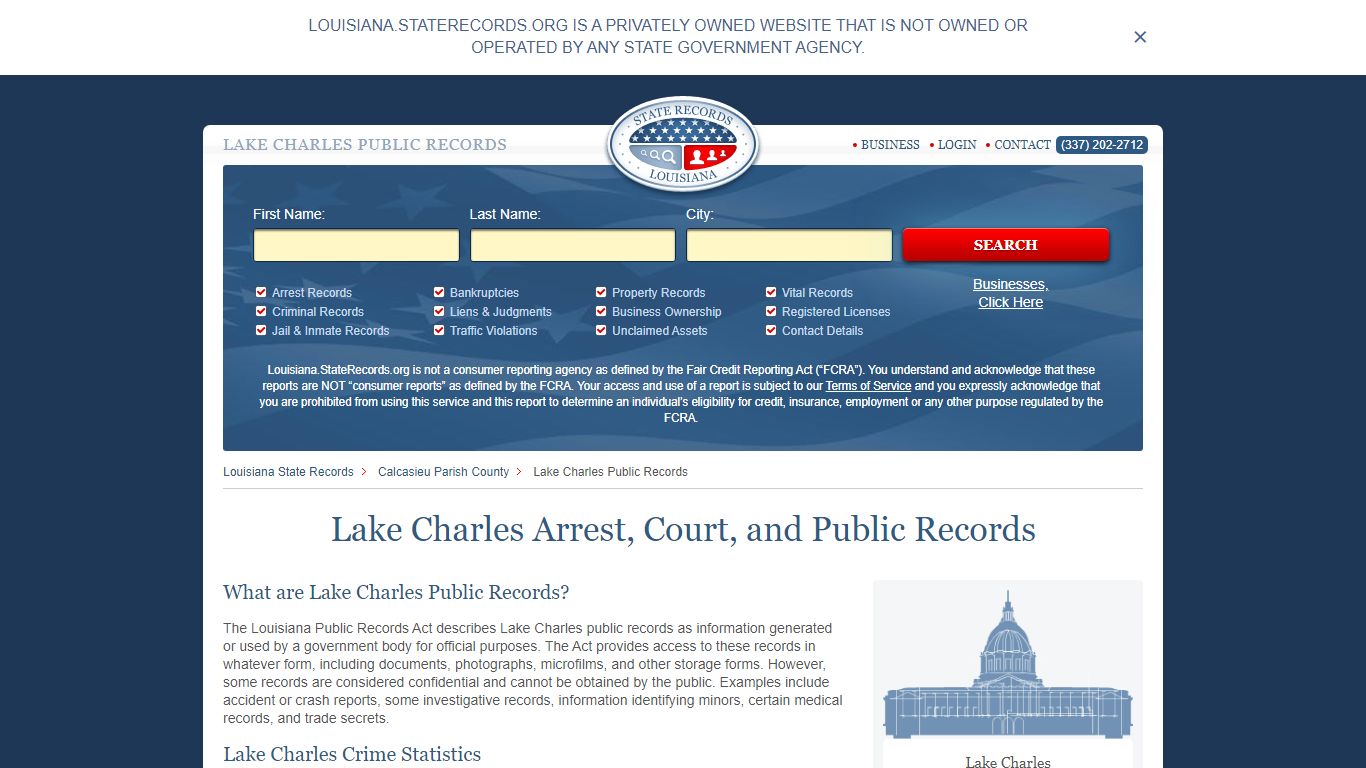 Lake Charles Arrest, Court, and Public Records